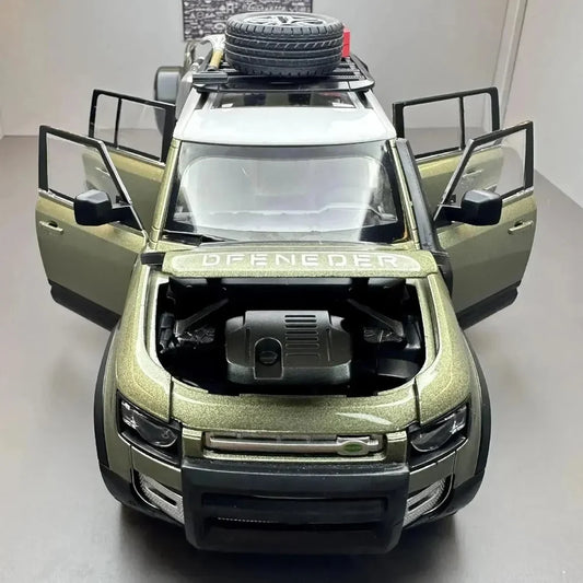 Land Rover Defender 1:18 Die-Cast Model Car – Fuji White SUV with Opening Doors & Hood