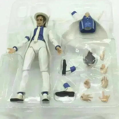 Pop Star Inspired 1/12 Scale Articulated Action Figure – White Suit Collectible with Interchangeable Heads & Hands