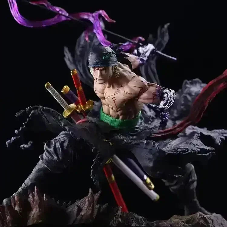 One Piece Roronoa Zoro Figure – Dynamic Battle Diorama Statue with Swords & Effect Base