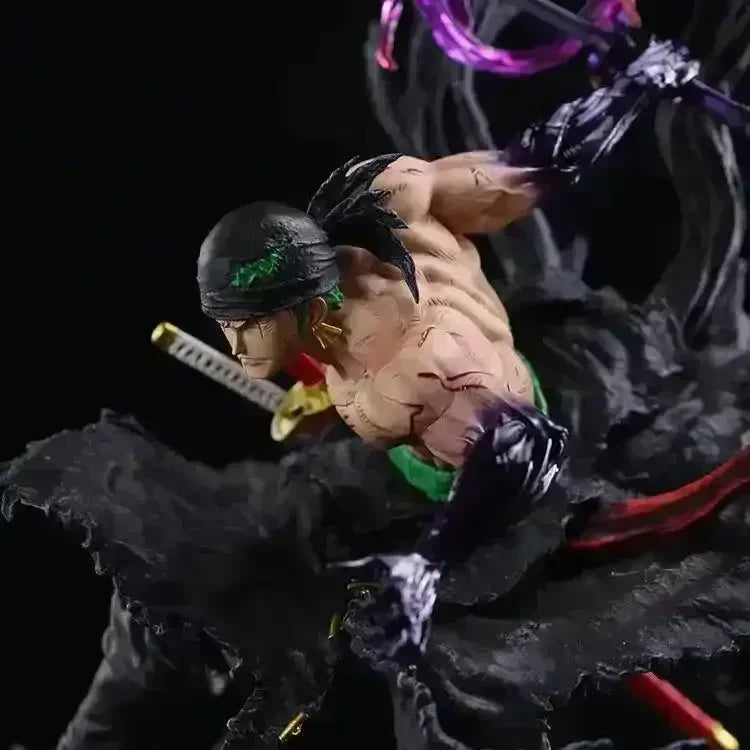 One Piece Roronoa Zoro Figure – Dynamic Battle Diorama Statue with Swords & Effect Base