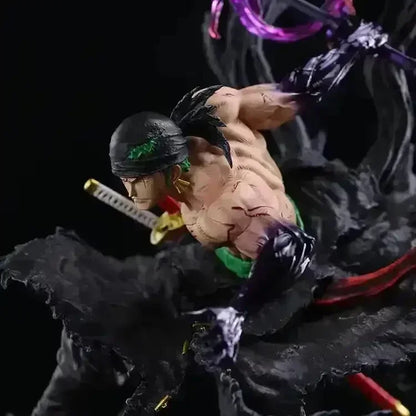 One Piece Roronoa Zoro Figure – Dynamic Battle Diorama Statue with Swords & Effect Base