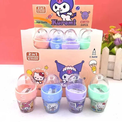 Kuromi 2-in-1 Pencil Sharpener & Eraser – Sanrio Kawaii School Stationery