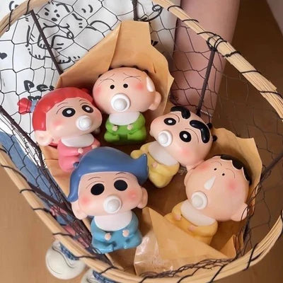 Crayon Shin-chan Baby Series PVC Figure Set | Chibi Pacifier Collectible Anime Mini Figures (5 Styles)
