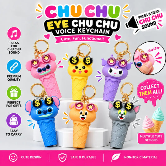 Chuchu Ice Cream Character Voice Keychain – Cute Kawaii Sound Keychain