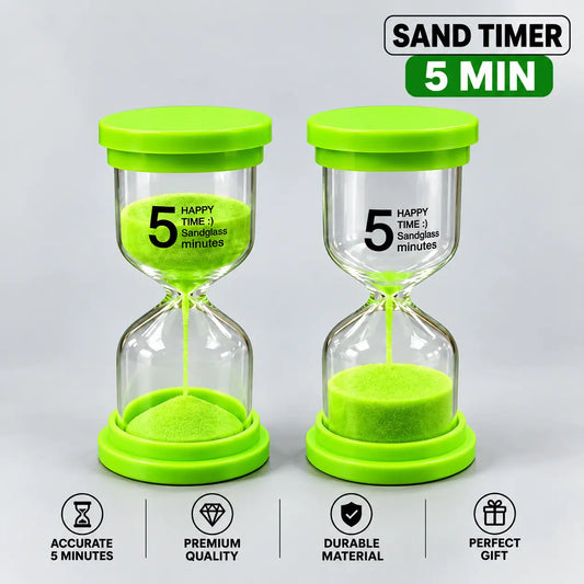 5 Minute Sand Timer Hourglass – Lime Green Visual Countdown Timer