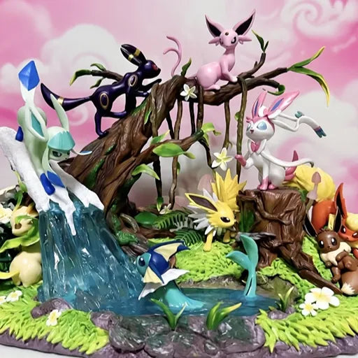 Pokémon Eevee & All Eeveelutions Diorama – 9-Pokémon Evolution Collectible Statue