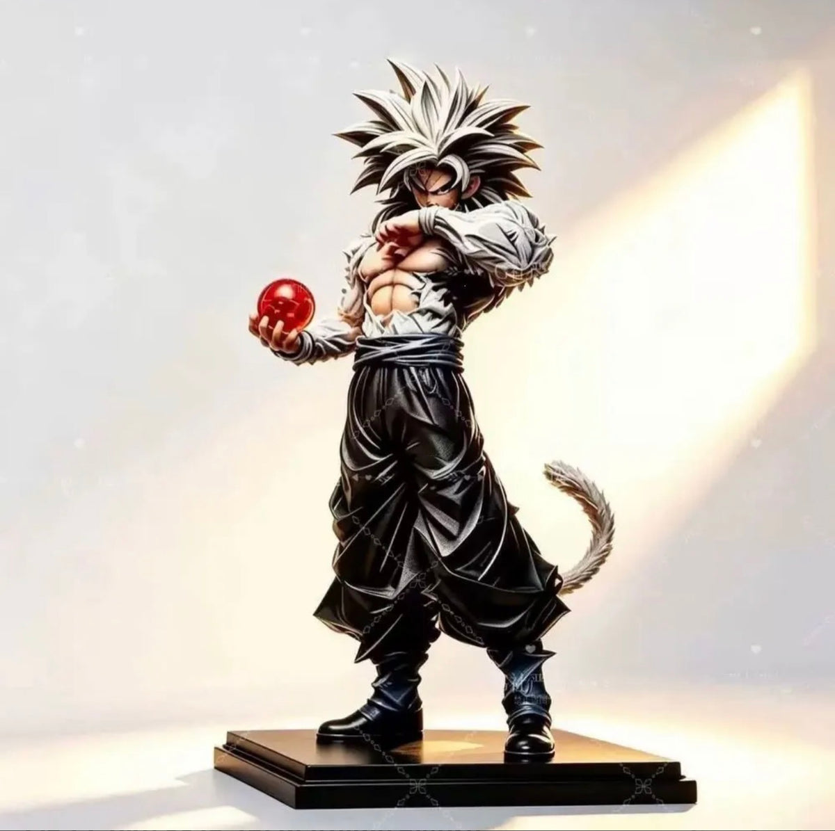 Goku SSJ5 25cm collectible anime action figure holding a red energy orb