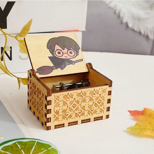 Harry Potter Wooden Music Box | Chibi Harry Hand Crank Mechanical Collectible