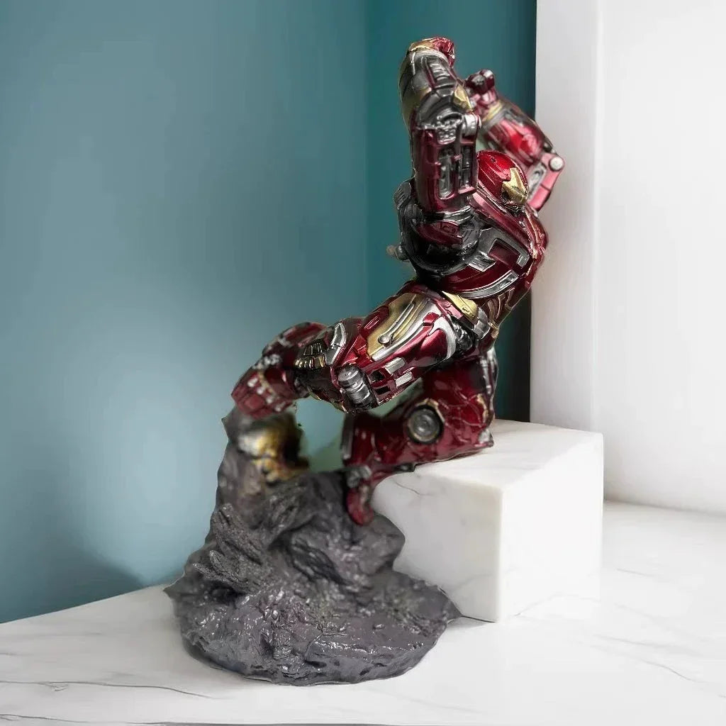 Hulkbuster statue side profile showing armor details
