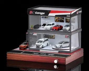 1:64 Multi-Level Car Garage Diorama with Built-In Lights & Rotating Display Table – DIY Die-Cast Car Display