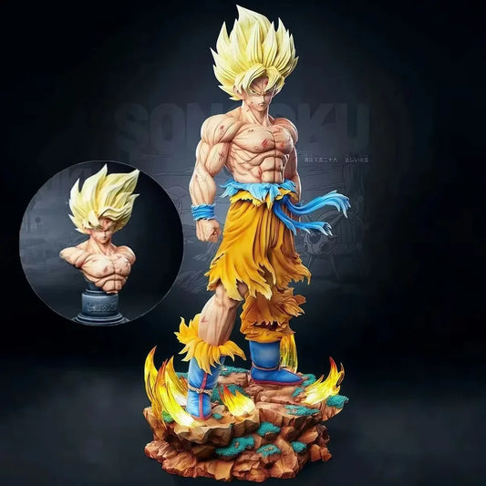 Super Saiyan 2 Goku Figure 35cm – Dragon Ball PVC Battle Statue with Rocky Energy Base