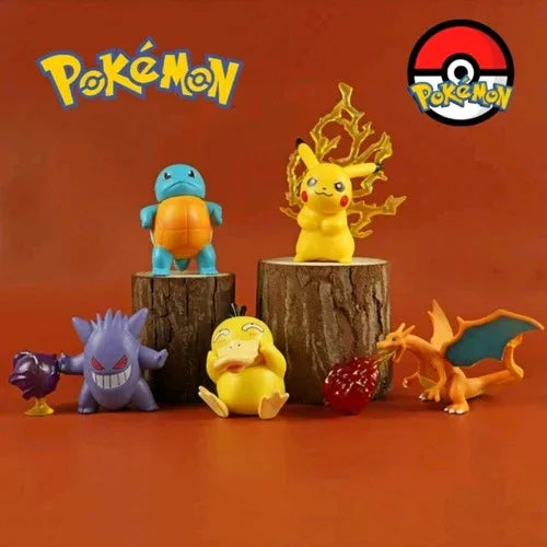 Pokémon 5-Piece Mini Figure Set – Pikachu Charizard Gengar Psyduck & Squirtle PVC Collectibles