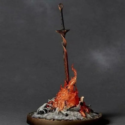 Dark Souls Bonfire with Coiled Sword 23cm LED Light-Up Statue – Gaming Collectible