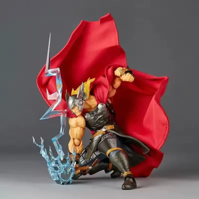 Revoltech Amazing Yamaguchi Thor Action Figure 18cm – Marvel Comics, Mjolnir, Fabric Cape & Lightning Effects