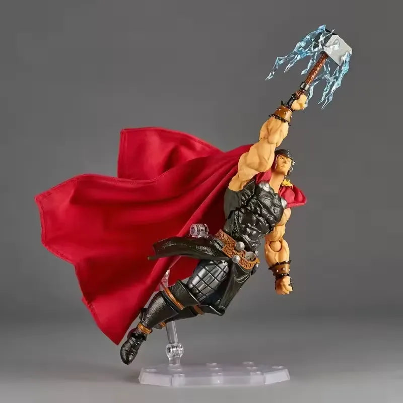 Revoltech Amazing Yamaguchi Thor Action Figure 18cm – Marvel Comics, Mjolnir, Fabric Cape & Lightning Effects
