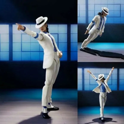 Pop Star Inspired 1/12 Scale Articulated Action Figure – White Suit Collectible with Interchangeable Heads & Hands