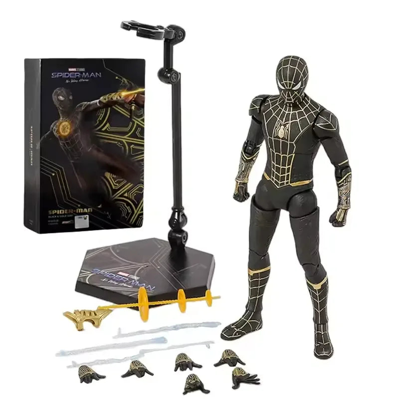 Spider-Man Black & Gold 1/10 Scale Action Figure – Marvel Collectible with Web Effects