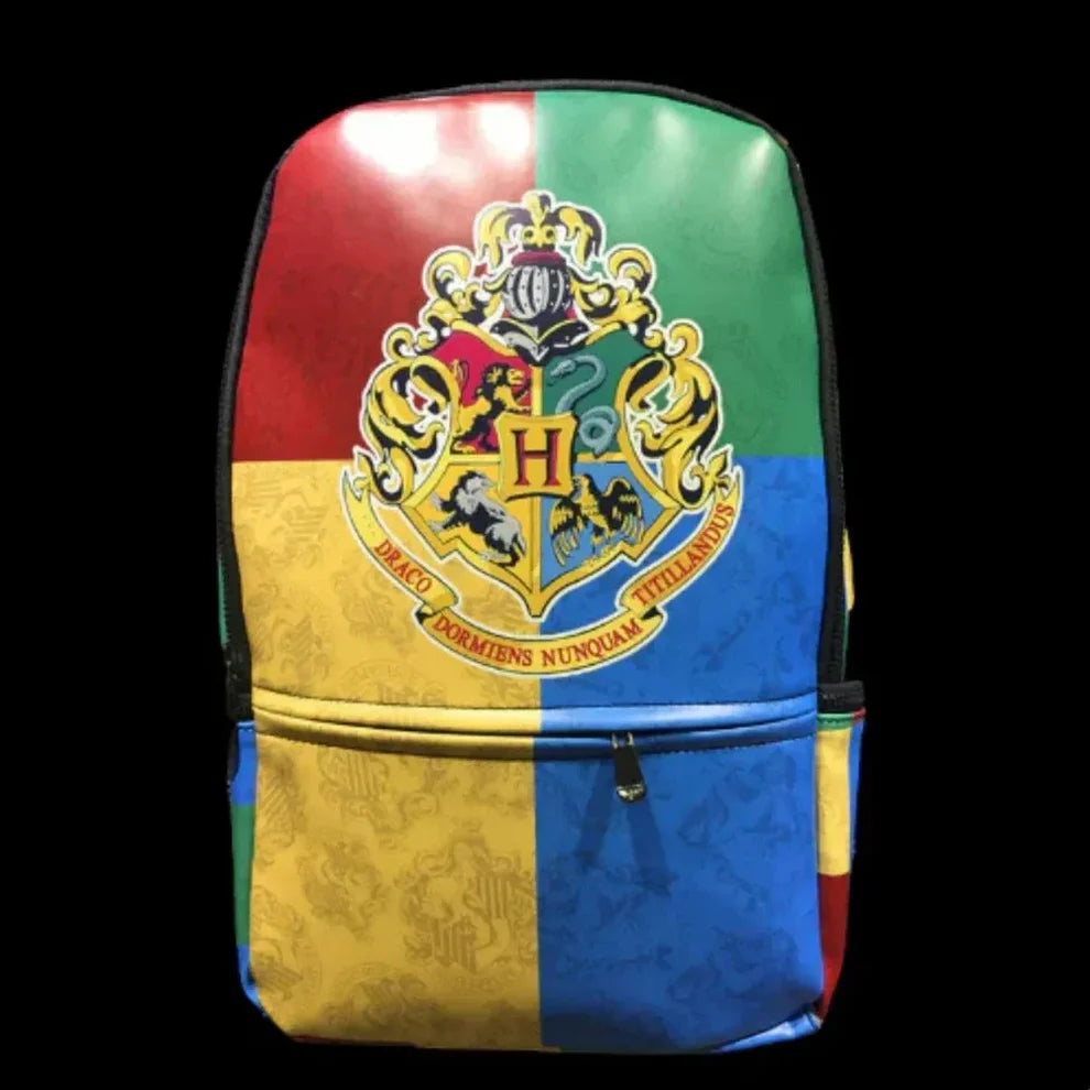 Harry Potter Hogwarts Crest Backpack – All Four Houses Multicolor School Bag