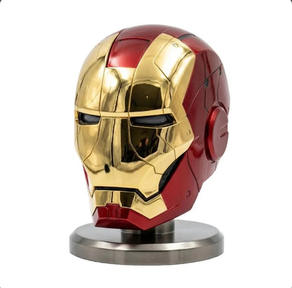 Red and gold Iron Man helmet replica alternate view