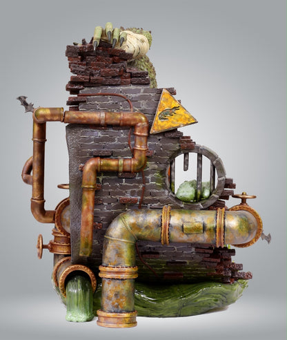 Killer Croc statue rear industrial sewer diorama