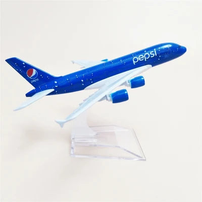 Pepsi Passenger Aircraft Model with Display Stand – Blue Commercial Airplane Collectible