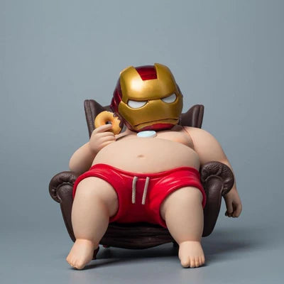 Funny Chubby Iron Man Sitting Figure – Marvel Avengers Premium PVC Collectible Cartoon Display Statue