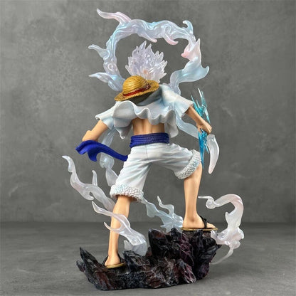 One Piece Monkey D. Luffy Gear 5 Figure – Dynamic Battle Diorama Statue with Cloud Effects