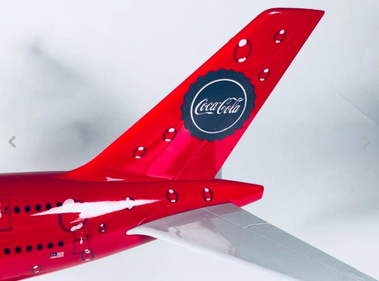 Coca-Cola Boeing 747-Style Aircraft Model with Display Stand – Red Jumbo Jet Collectible