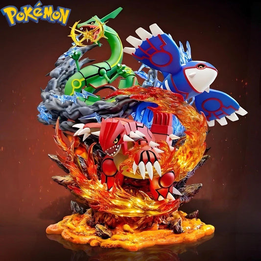 Pokémon Rayquaza Kyogre Groudon Weather Trio Battle Diorama Statue