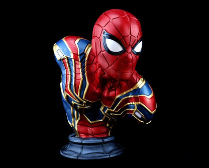 Iron Spider Spider-Man Bust Figure – Marvel Red Blue & Gold Armor Collectible Display Statue