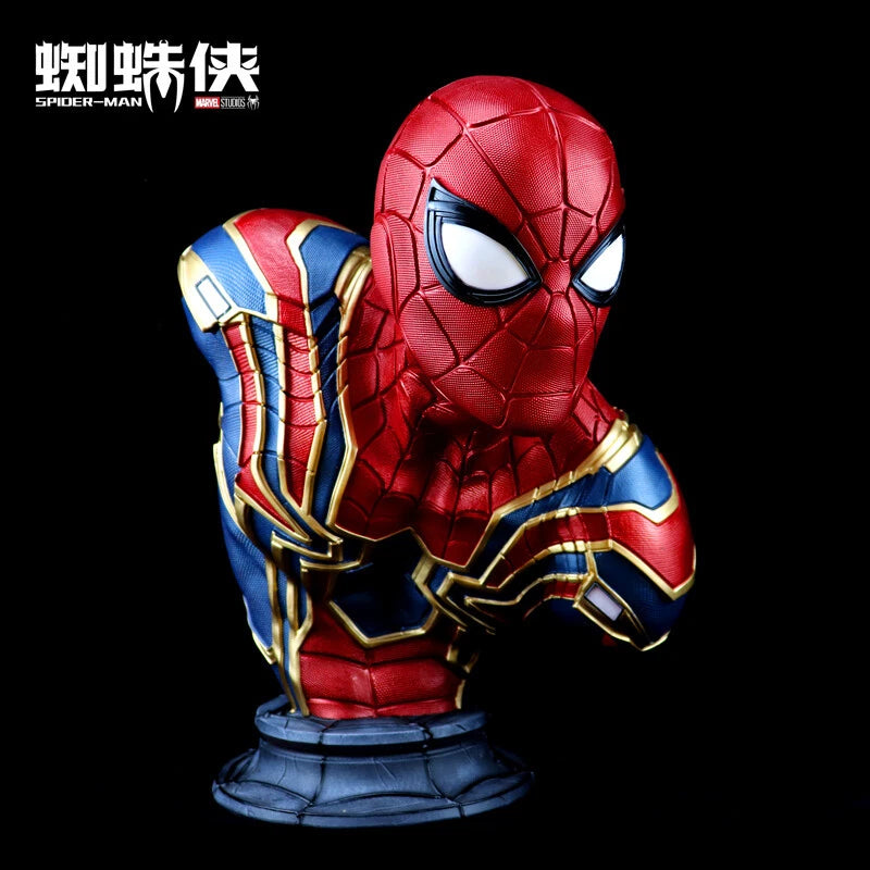 Iron Spider Spider-Man Bust Figure – Marvel Red Blue & Gold Armor Collectible Display Statue