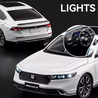Honda Accord 1:18 Die-Cast Model Car – White Alloy Sedan with Opening Doors & Hood