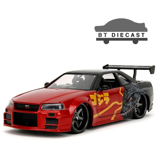 Jada Toys Godzilla 2002 Nissan Skyline GT-R R34 – 1:24 Die-Cast Model
