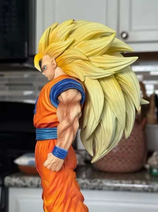 Super Saiyan 3 Goku Figure 33cm – Dragon Ball PVC Collectible Statue with Display Base