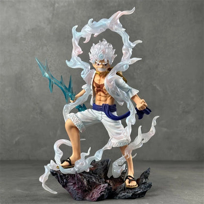 One Piece Monkey D. Luffy Gear 5 Figure – Dynamic Battle Diorama Statue with Cloud Effects