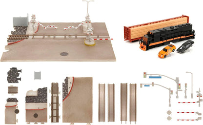 Fast & Furious Final Race Train Crossing 1:64 Nano Diorama with 2 Die-Cast Cars – Jada Toys