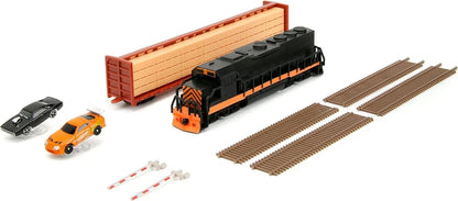Fast & Furious Final Race Train Crossing 1:64 Nano Diorama with 2 Die-Cast Cars – Jada Toys
